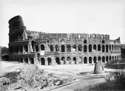Foto del Colosseo del 1858: è ancora visibile la Meta Sudans